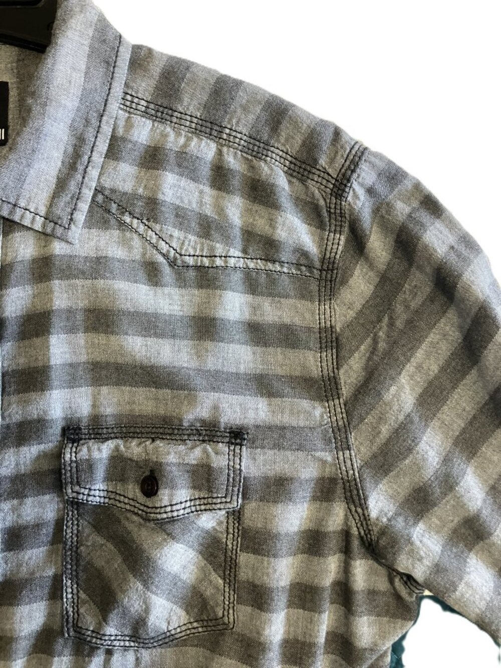 Bar III Men's Long Sleeve Button-Up Shirt - Grey Horizontal Stripe - Size Large - Picture 3 of 12